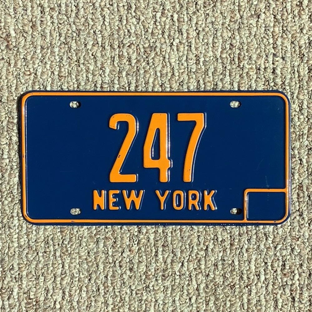 low number NEW YORK 247 license plate BLUE
